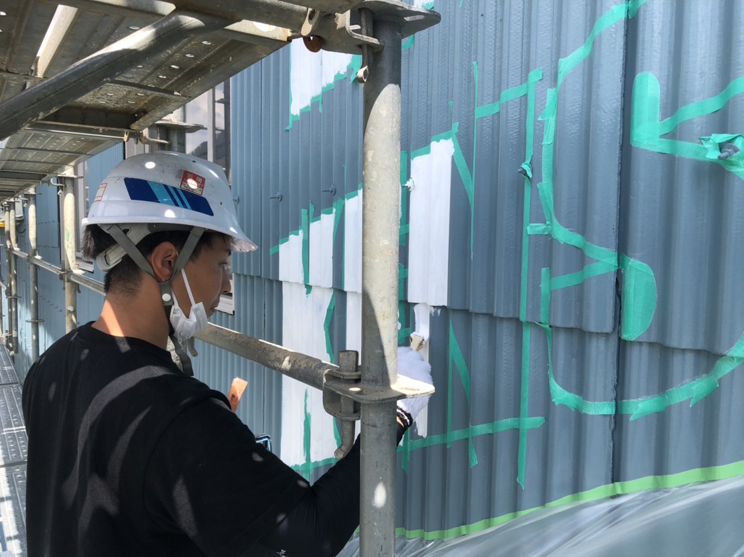 大野町・建設会社の壁面看板　文字書き　ペイント